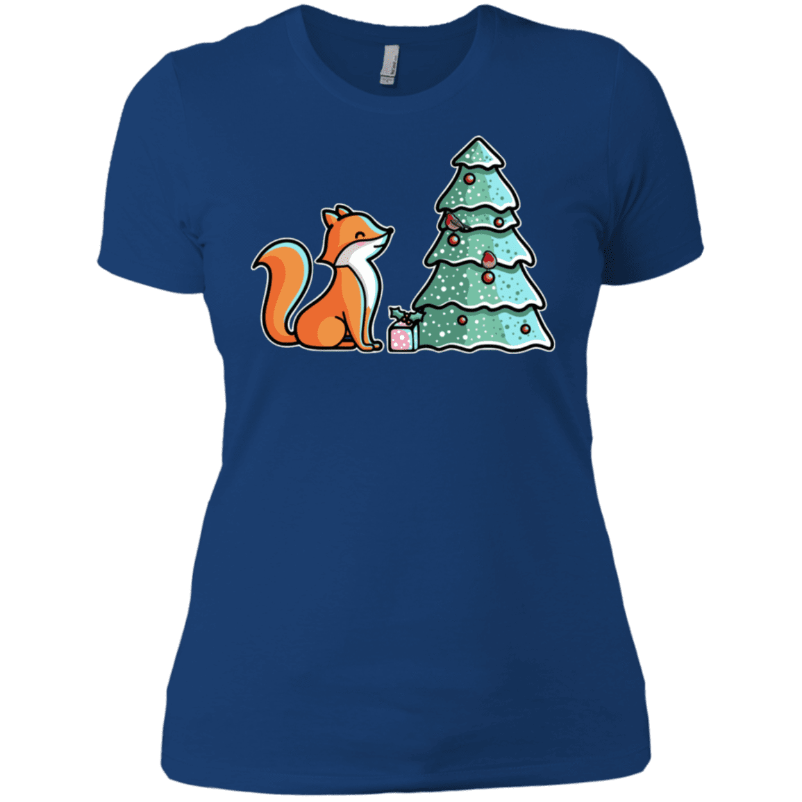 T-Shirts Royal / X-Small Kawaii Cute Christmas Fox Women's Premium T-Shirt