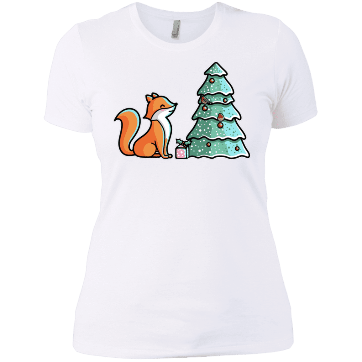 T-Shirts White / X-Small Kawaii Cute Christmas Fox Women's Premium T-Shirt