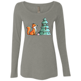 T-Shirts Venetian Grey / S Kawaii Cute Christmas Fox Women's Triblend Long Sleeve Shirt