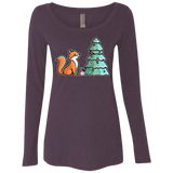 T-Shirts Vintage Purple / S Kawaii Cute Christmas Fox Women's Triblend Long Sleeve Shirt