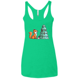 T-Shirts Envy / X-Small Kawaii Cute Christmas Fox Women's Triblend Racerback Tank