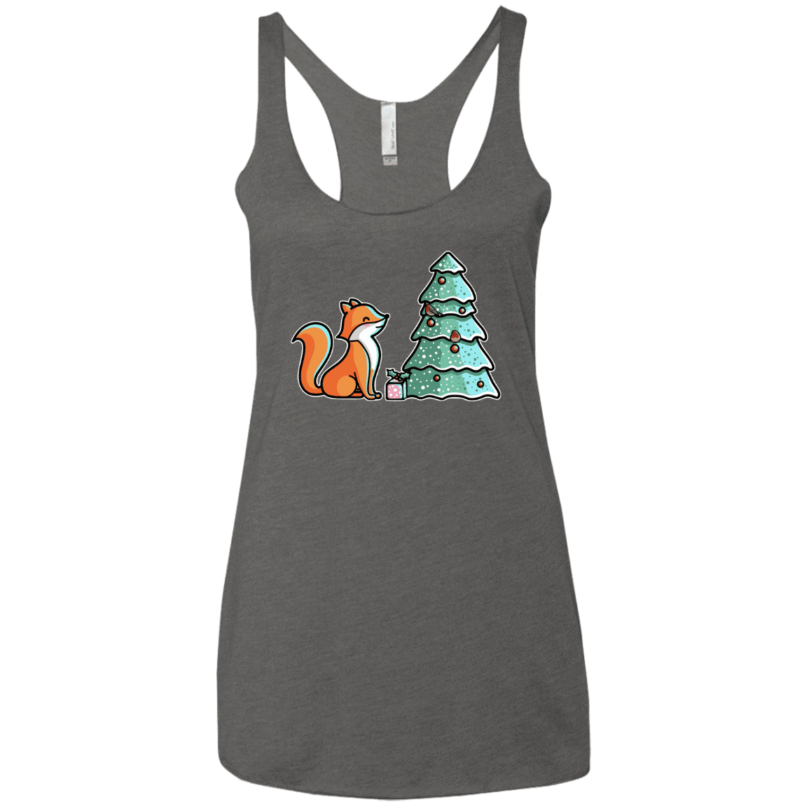 T-Shirts Premium Heather / X-Small Kawaii Cute Christmas Fox Women's Triblend Racerback Tank