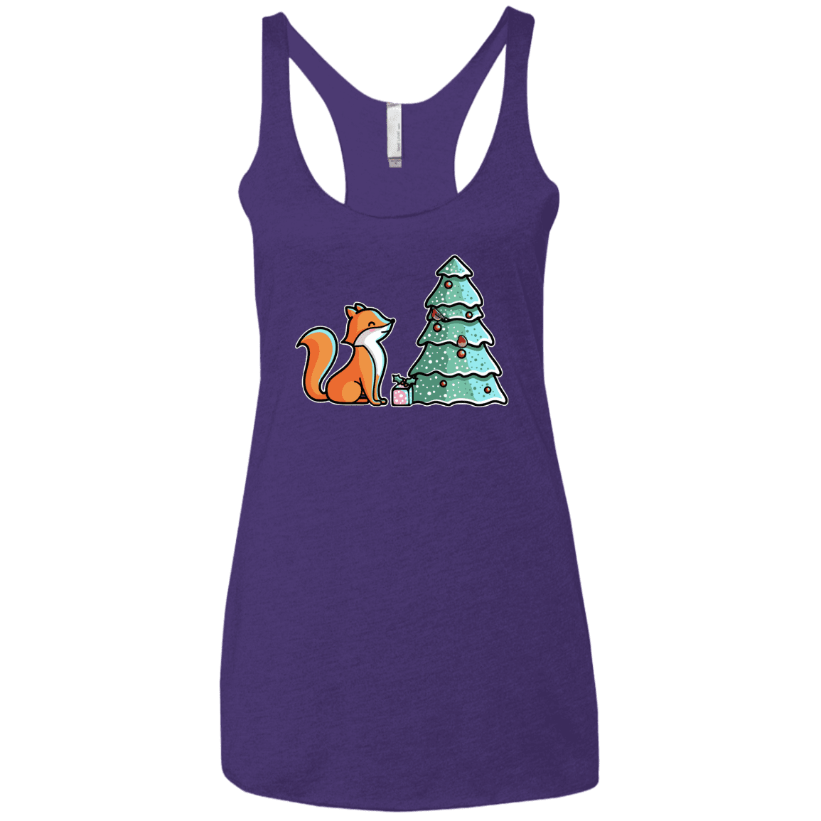 T-Shirts Purple Rush / X-Small Kawaii Cute Christmas Fox Women's Triblend Racerback Tank