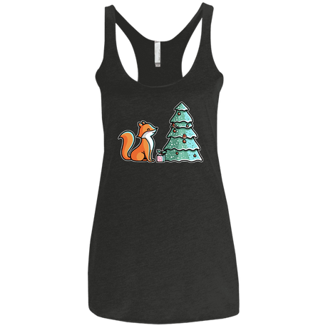 T-Shirts Vintage Black / X-Small Kawaii Cute Christmas Fox Women's Triblend Racerback Tank