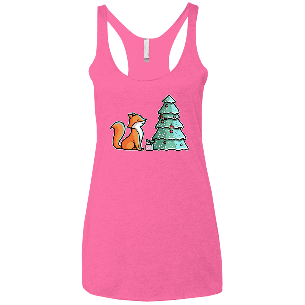 T-Shirts Vintage Pink / X-Small Kawaii Cute Christmas Fox Women's Triblend Racerback Tank