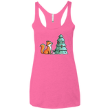 T-Shirts Vintage Pink / X-Small Kawaii Cute Christmas Fox Women's Triblend Racerback Tank