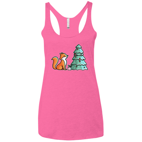 T-Shirts Vintage Pink / X-Small Kawaii Cute Christmas Fox Women's Triblend Racerback Tank