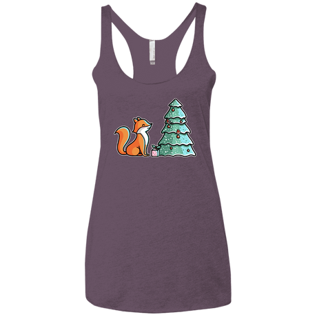 T-Shirts Vintage Purple / X-Small Kawaii Cute Christmas Fox Women's Triblend Racerback Tank