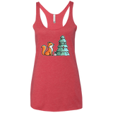 T-Shirts Vintage Red / X-Small Kawaii Cute Christmas Fox Women's Triblend Racerback Tank