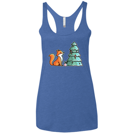 T-Shirts Vintage Royal / X-Small Kawaii Cute Christmas Fox Women's Triblend Racerback Tank