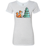 T-Shirts Heather White / S Kawaii Cute Christmas Fox Women's Triblend T-Shirt