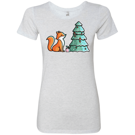 T-Shirts Heather White / S Kawaii Cute Christmas Fox Women's Triblend T-Shirt