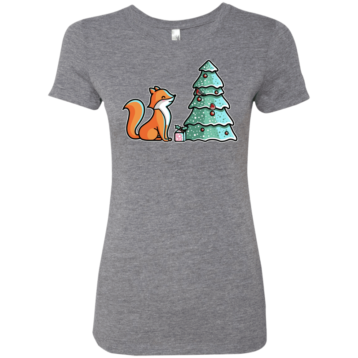 T-Shirts Premium Heather / S Kawaii Cute Christmas Fox Women's Triblend T-Shirt