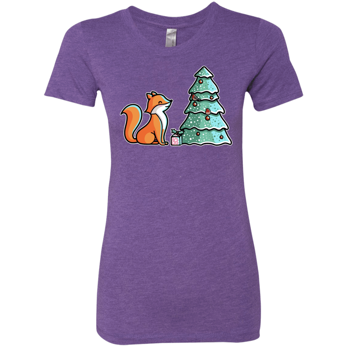 T-Shirts Purple Rush / S Kawaii Cute Christmas Fox Women's Triblend T-Shirt