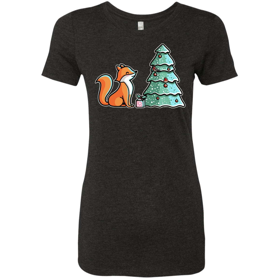 T-Shirts Vintage Black / S Kawaii Cute Christmas Fox Women's Triblend T-Shirt