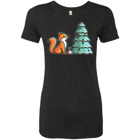 T-Shirts Vintage Black / S Kawaii Cute Christmas Fox Women's Triblend T-Shirt