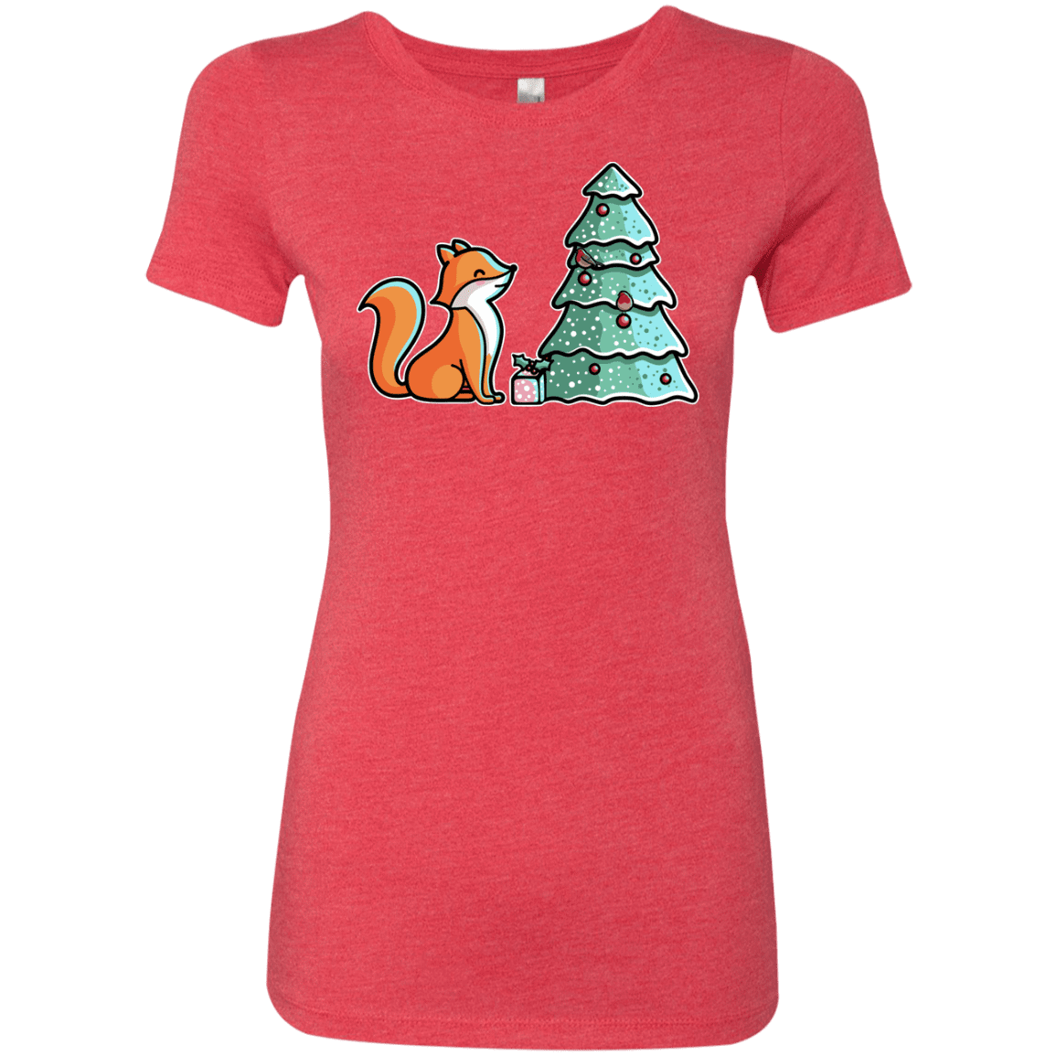 T-Shirts Vintage Red / S Kawaii Cute Christmas Fox Women's Triblend T-Shirt
