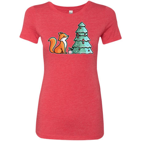 T-Shirts Vintage Red / S Kawaii Cute Christmas Fox Women's Triblend T-Shirt