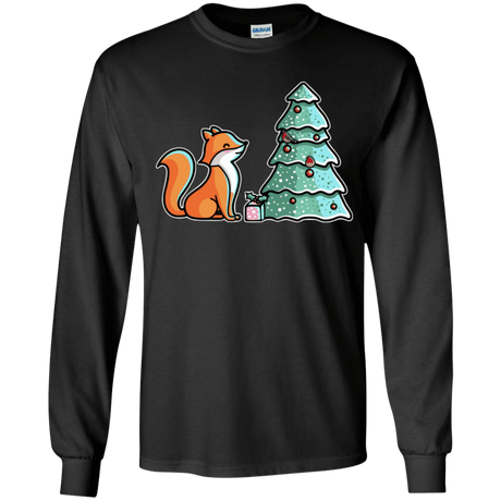 T-Shirts Black / YS Kawaii Cute Christmas Fox Youth Long Sleeve T-Shirt