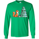 T-Shirts Irish Green / YS Kawaii Cute Christmas Fox Youth Long Sleeve T-Shirt