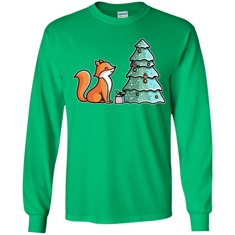 T-Shirts Irish Green / YS Kawaii Cute Christmas Fox Youth Long Sleeve T-Shirt