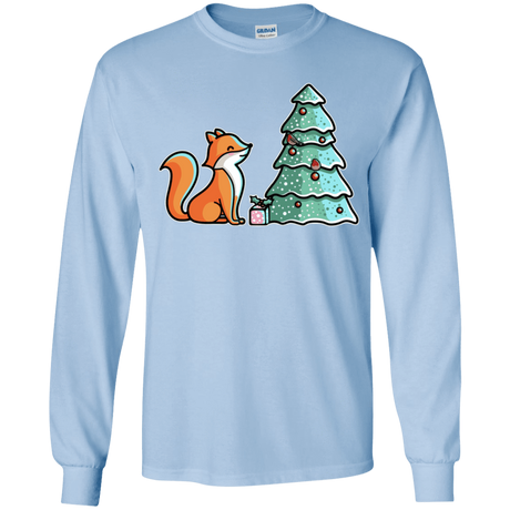 T-Shirts Light Blue / YS Kawaii Cute Christmas Fox Youth Long Sleeve T-Shirt