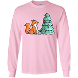 T-Shirts Light Pink / YS Kawaii Cute Christmas Fox Youth Long Sleeve T-Shirt