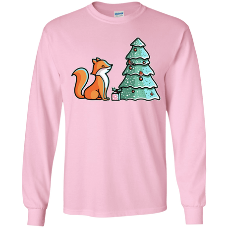 T-Shirts Light Pink / YS Kawaii Cute Christmas Fox Youth Long Sleeve T-Shirt