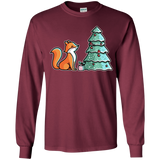 T-Shirts Maroon / YS Kawaii Cute Christmas Fox Youth Long Sleeve T-Shirt