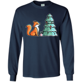 T-Shirts Navy / YS Kawaii Cute Christmas Fox Youth Long Sleeve T-Shirt