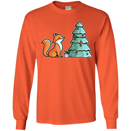 T-Shirts Orange / YS Kawaii Cute Christmas Fox Youth Long Sleeve T-Shirt