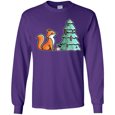 T-Shirts Purple / YS Kawaii Cute Christmas Fox Youth Long Sleeve T-Shirt