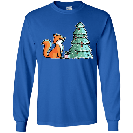 T-Shirts Royal / YS Kawaii Cute Christmas Fox Youth Long Sleeve T-Shirt