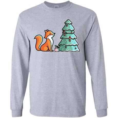 T-Shirts Sport Grey / YS Kawaii Cute Christmas Fox Youth Long Sleeve T-Shirt