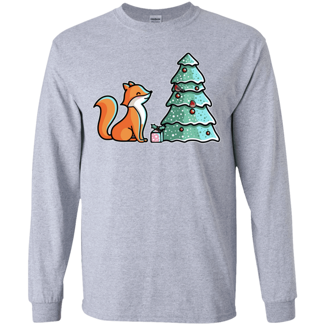 T-Shirts Sport Grey / YS Kawaii Cute Christmas Fox Youth Long Sleeve T-Shirt