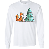 T-Shirts White / YS Kawaii Cute Christmas Fox Youth Long Sleeve T-Shirt