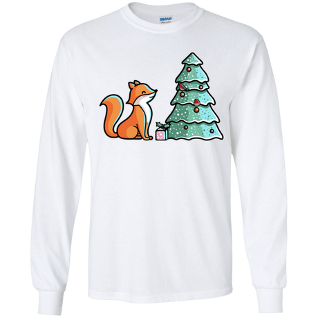 T-Shirts White / YS Kawaii Cute Christmas Fox Youth Long Sleeve T-Shirt