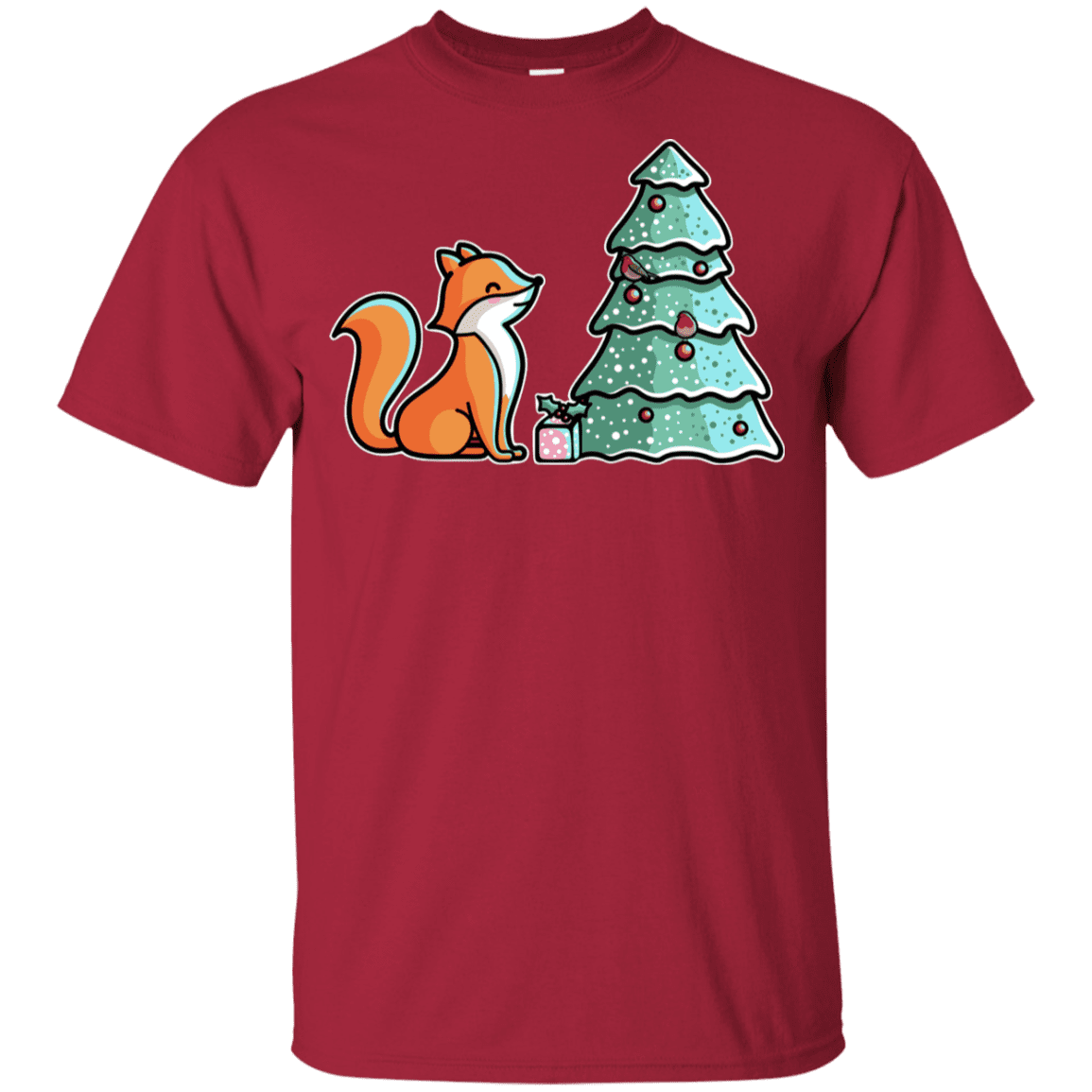 T-Shirts Cardinal / YXS Kawaii Cute Christmas Fox Youth T-Shirt