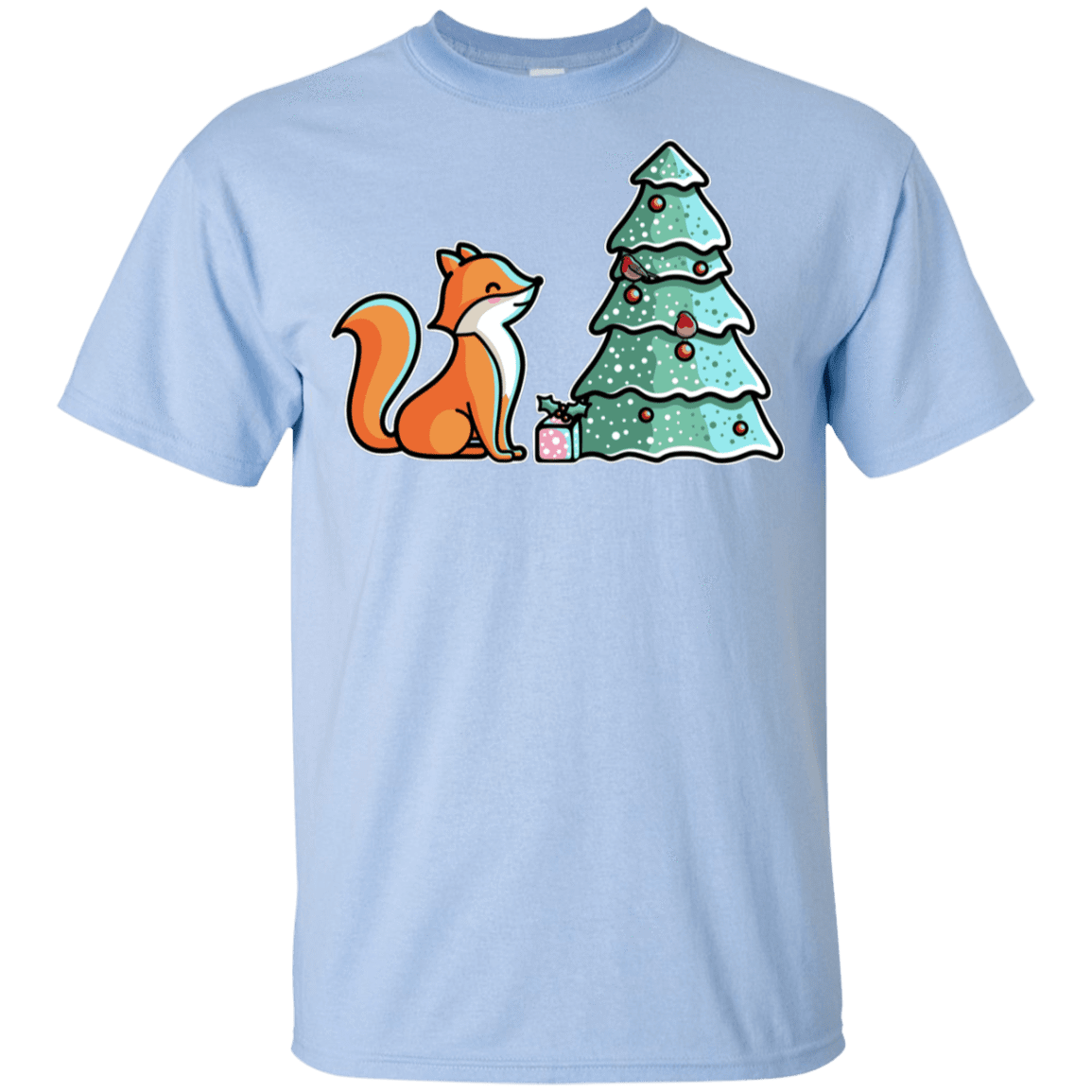 T-Shirts Light Blue / YXS Kawaii Cute Christmas Fox Youth T-Shirt