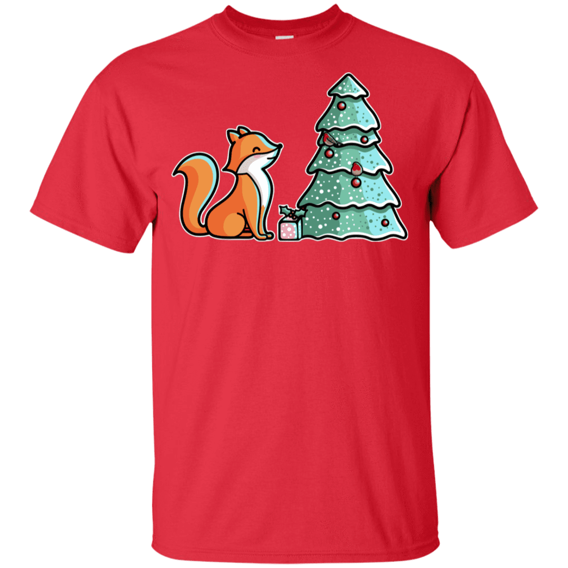 T-Shirts Red / YXS Kawaii Cute Christmas Fox Youth T-Shirt