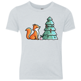 T-Shirts Heather White / YXS Kawaii Cute Christmas Fox Youth Triblend T-Shirt