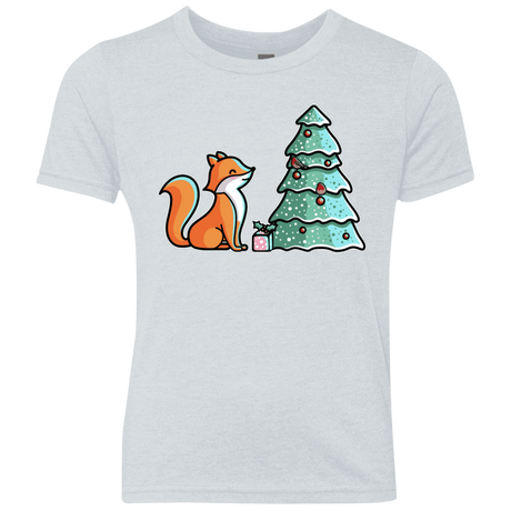 T-Shirts Heather White / YXS Kawaii Cute Christmas Fox Youth Triblend T-Shirt