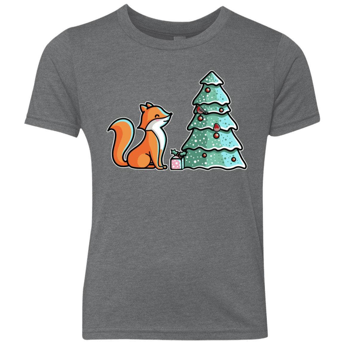T-Shirts Premium Heather / YXS Kawaii Cute Christmas Fox Youth Triblend T-Shirt
