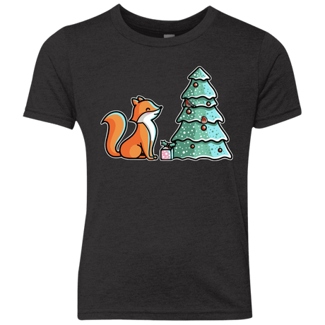 T-Shirts Vintage Black / YXS Kawaii Cute Christmas Fox Youth Triblend T-Shirt