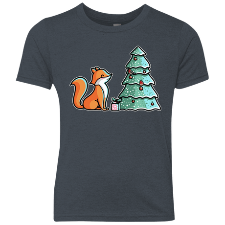 T-Shirts Vintage Navy / YXS Kawaii Cute Christmas Fox Youth Triblend T-Shirt