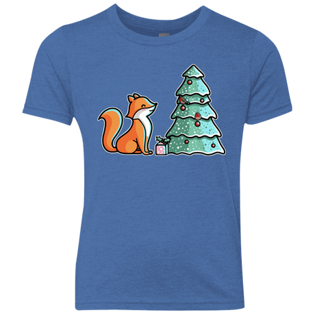 T-Shirts Vintage Royal / YXS Kawaii Cute Christmas Fox Youth Triblend T-Shirt