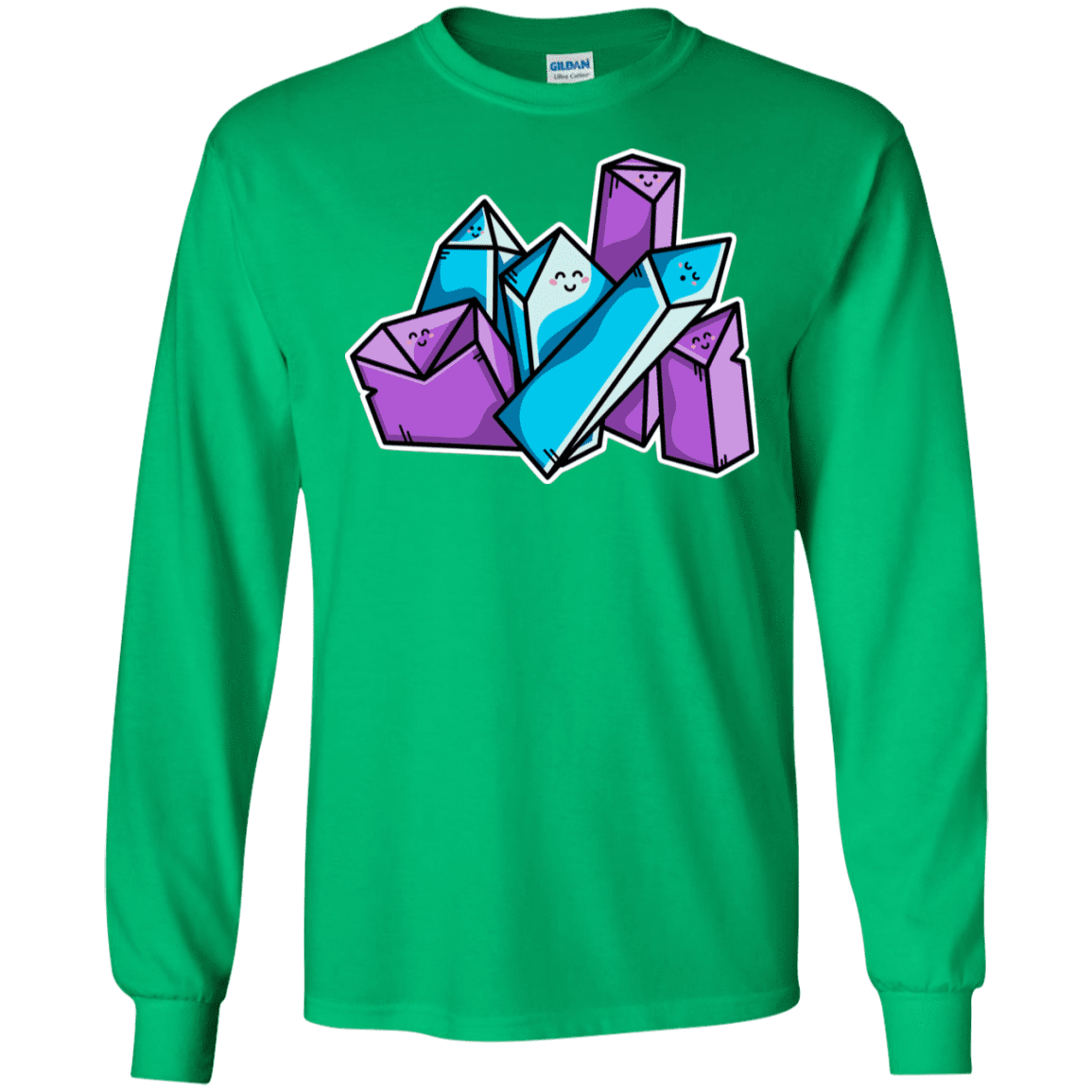 T-Shirts Irish Green / S Kawaii Cute Crystals Men's Long Sleeve T-Shirt