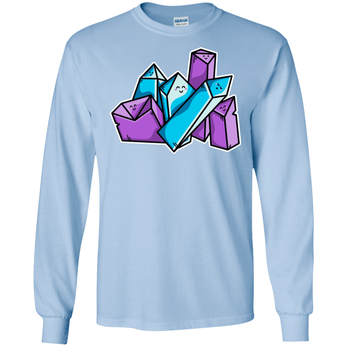 T-Shirts Light Blue / S Kawaii Cute Crystals Men's Long Sleeve T-Shirt