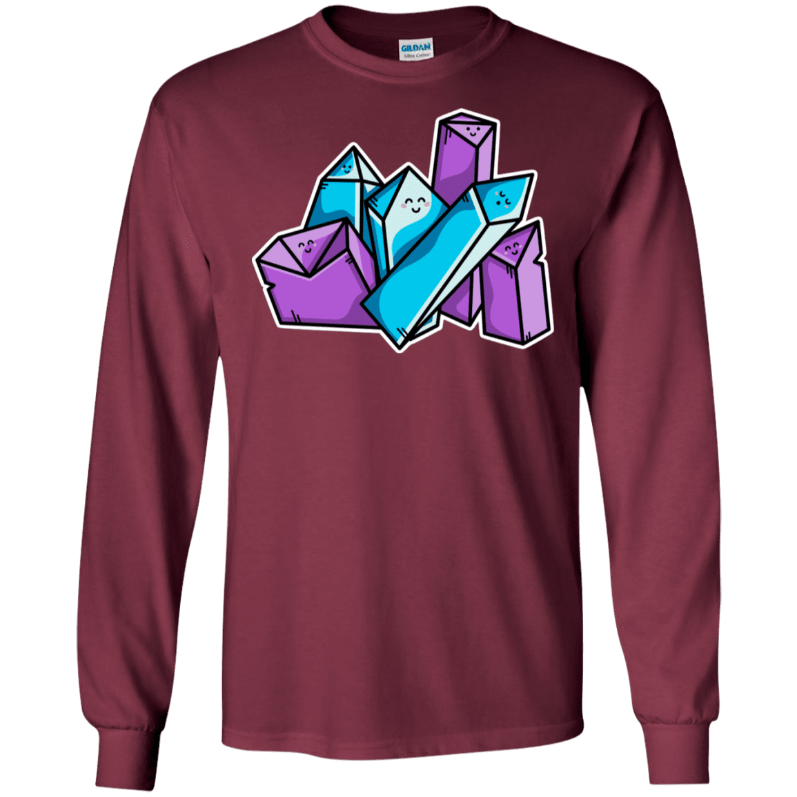 T-Shirts Maroon / S Kawaii Cute Crystals Men's Long Sleeve T-Shirt