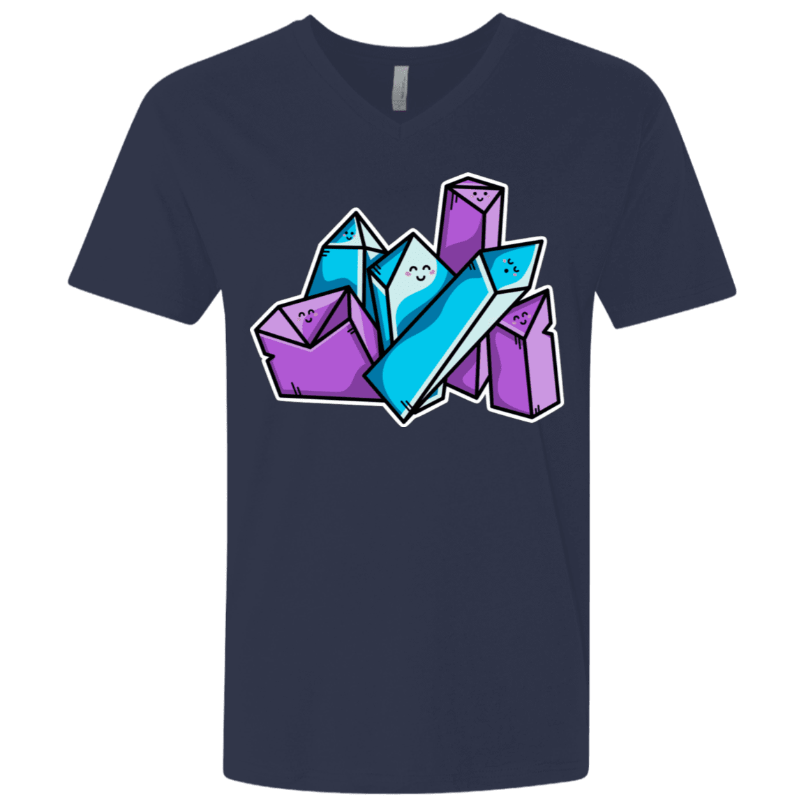 T-Shirts Midnight Navy / X-Small Kawaii Cute Crystals Men's Premium V-Neck